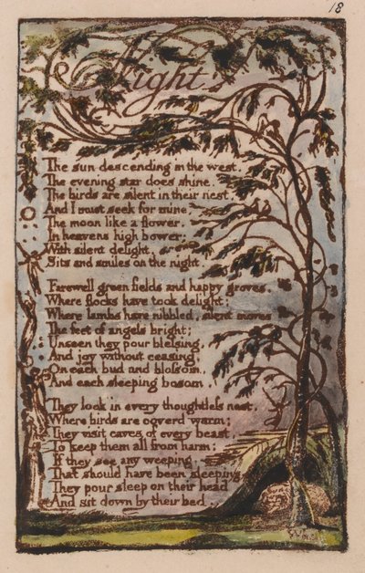 Lieder der Unschuld und der Erfahrung, Platte 18, Nacht (Bentley 20) von William Blake